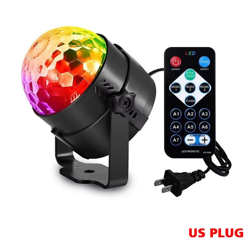 7 Colors Strobe Light Sound Activated Stage with Remote Control Disco Ball Lamps for Home Room Parties Kids Birthday Wedding Bar