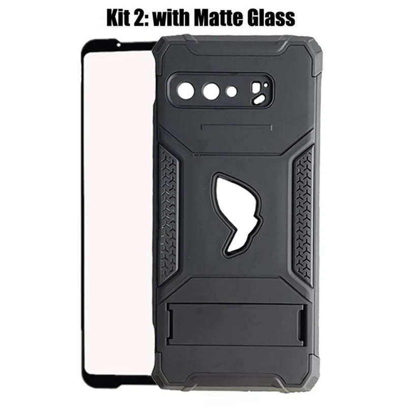 ZSHOW Armour Case for ASUS ROG Phone 3 Case Air Trigger Compatible with Kickstand and Dust Plug Military Grade Drop Protection