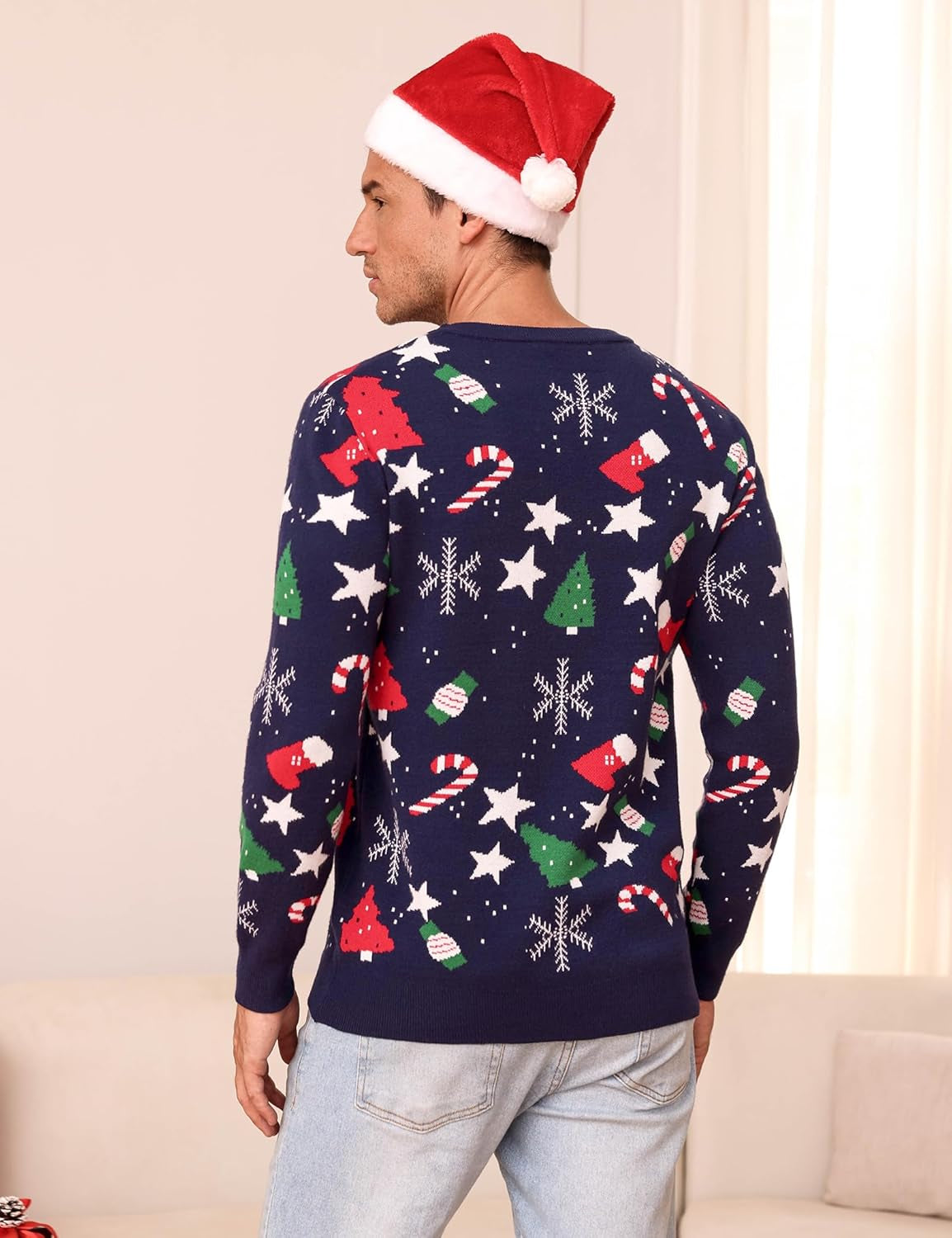 Iclosam Herren Weihnachtspullover Sweater Christmas Pullover Rundhals Warme Strickpulli Für Weihnachten