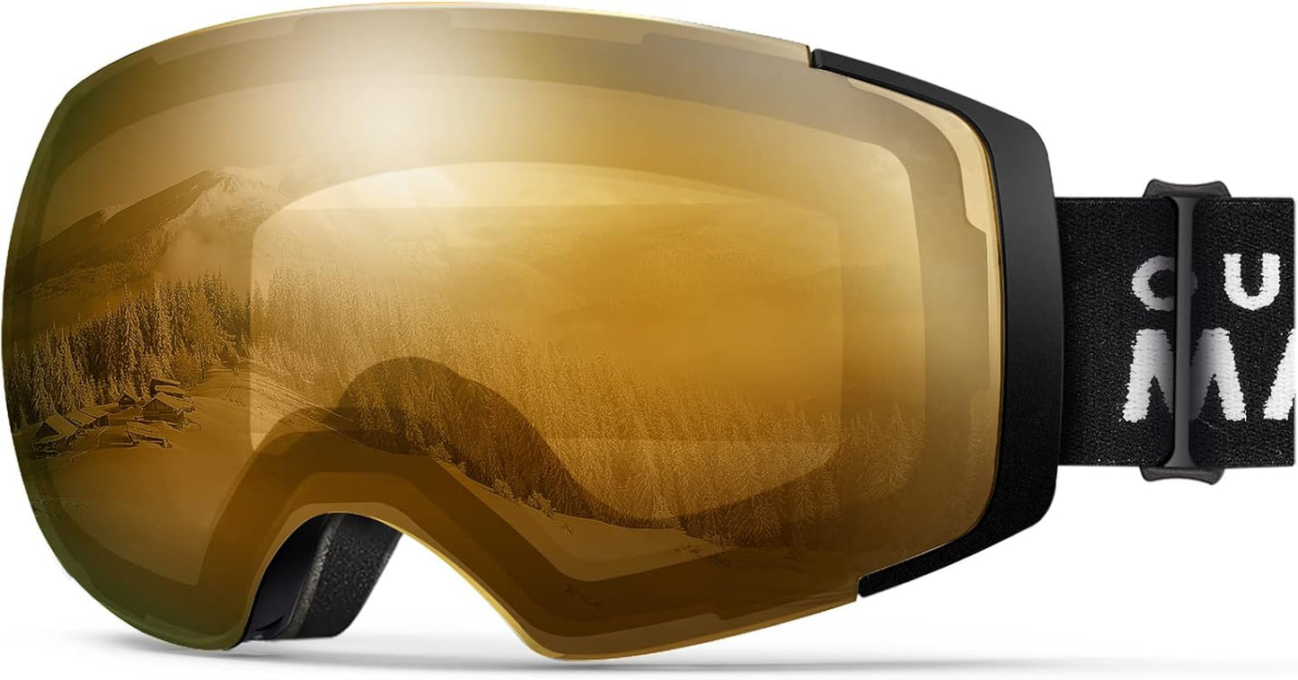 Outdoormaster PRO Unisex Ski Goggles with Interchangeable Lenses - 100% UV Protection, Anti-Fog Snowboard Glasses for Men, Women, and Kids
