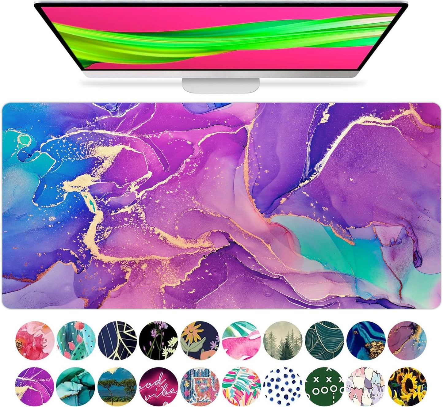 Schreibtischunterlagenschutz, GroΓ, 78.7 X 38.1 Cm, Niedliches Schreibtisch-Dekor, Laptop-Matte, Schreibtisch-Schreibunterlage, BΓΌro-Mauspad, Mauspad, Mousepad (Marmor-Lous-Lila)