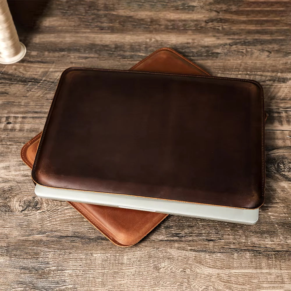 Genuine Leather Laptop Sleeve Case for Macbook Pro Air 13 14 16 M3 M2 M21 Cover HP DELL XPS 13 Computer Bag Men