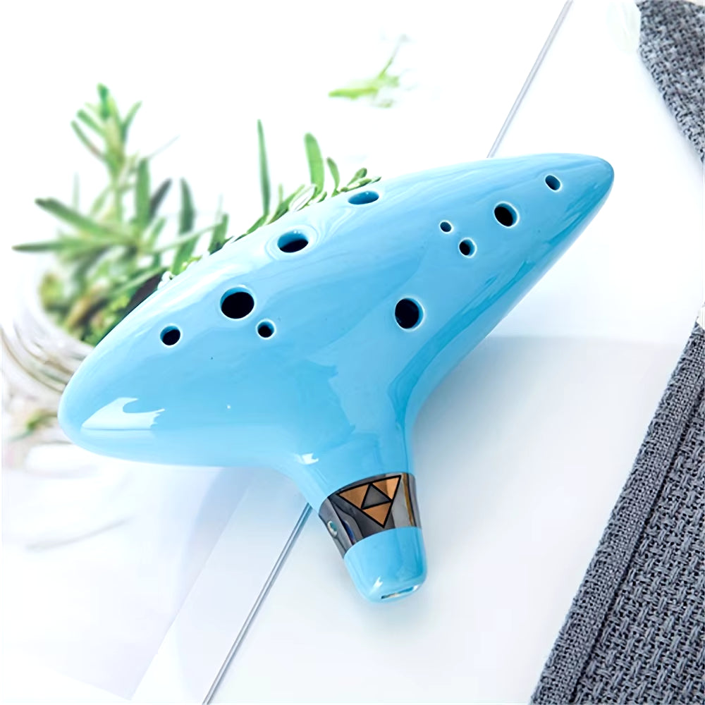 Ceramic 12-Hole Flute in C Key with Color Box, Protective Pouch, Stand, and English Instruction Manual