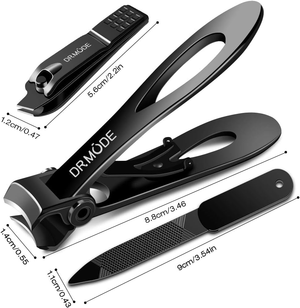 DRMODE Nagelknipser Set, Zehennagelknipser Für Dicke Nägel Mit Breiter Backenöffnung Und Scharf Gebogener Klinge, 360 Grad Drehbare Fingernagelknipser, Nagelschneider Mit Langem Griff Für Männer