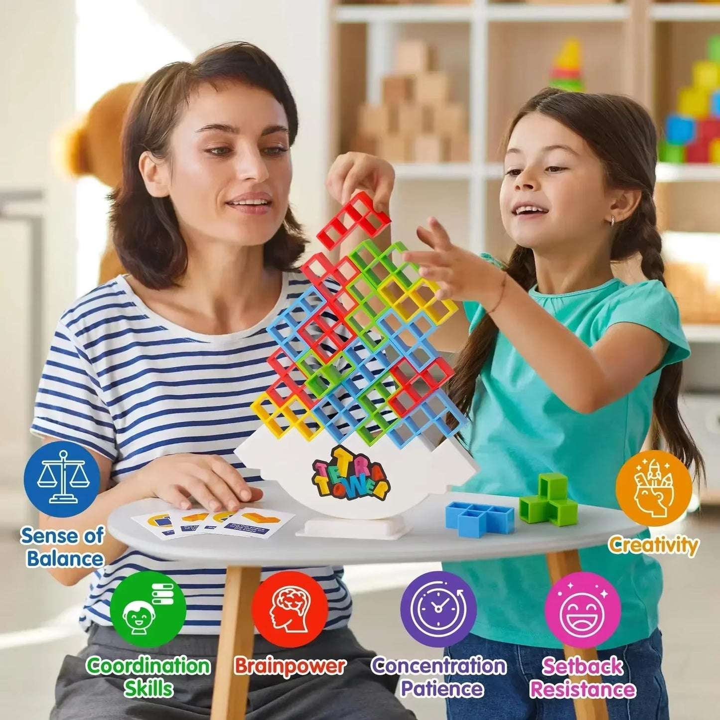 Tetra Tower Balance Stacking Puzzle Game - Ultimate Fun for Family Nights and Parties!