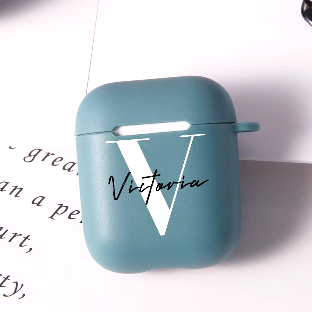 Customize for Airpods 2 Case Cute Name Initials Letter for Air Pod Silicone Luxury Cover Funda Airpods Case Earphone Accessories