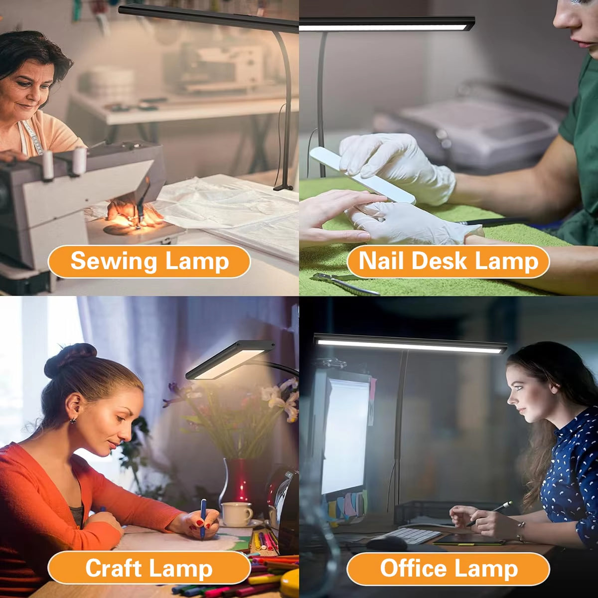LED Desk Lamp for Office Home, Eye-Caring Desk Light Lamp with Stepless Dimming Adjustable Flexible Gooseneck Adjustable Light