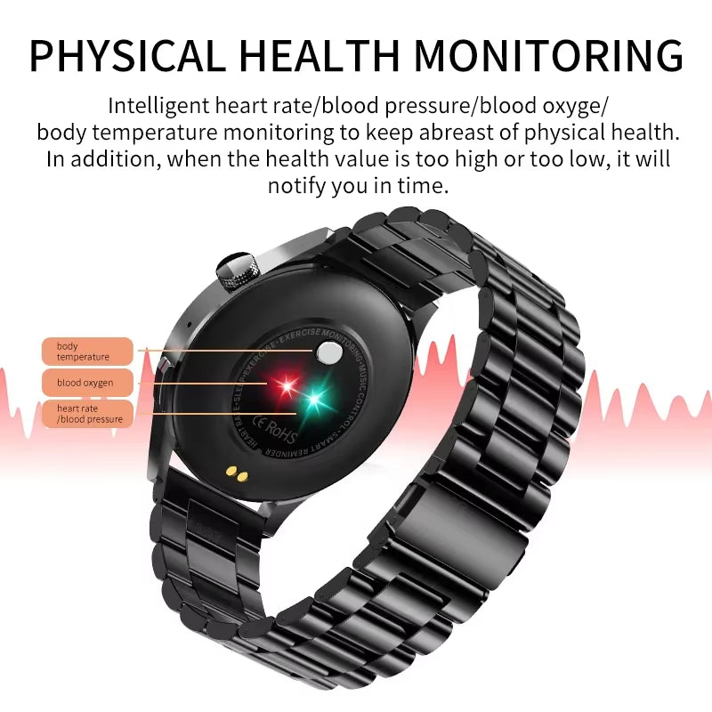 Watch for Men Smart Watch AMOLED HD Screen Body Temperature Detection Ai Smart Voice Smartwatch 2024 Bluetooth Call Clock