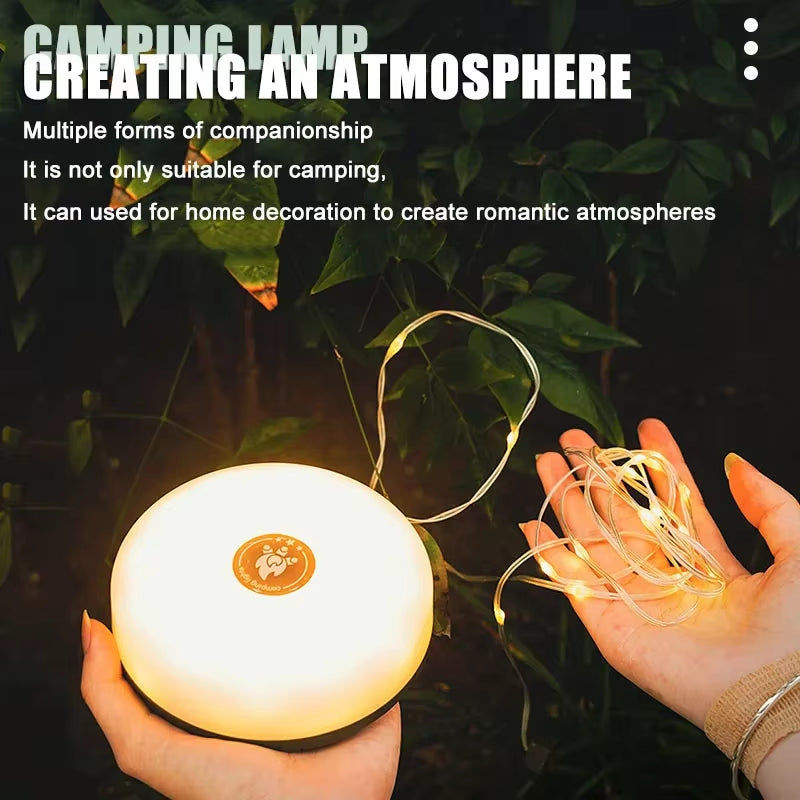 Solar Lights Outdoor Camping Light 10Meter String Light Outdoor Tent Light RGB Atmosphere Light LED Flashlight with Hook 