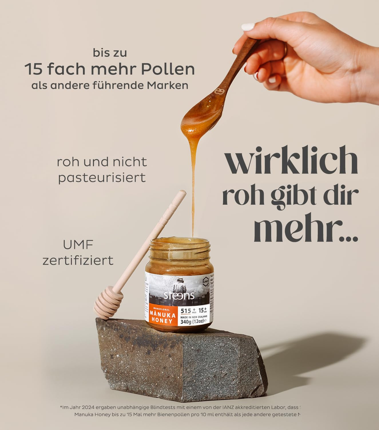 Manuka Honey MGO 515+ - 340 G Rein Roher 100% Zertifizierter UMF 15+ Manuka Honig - Abgefüllt Und Versiegelt in Neuseeland