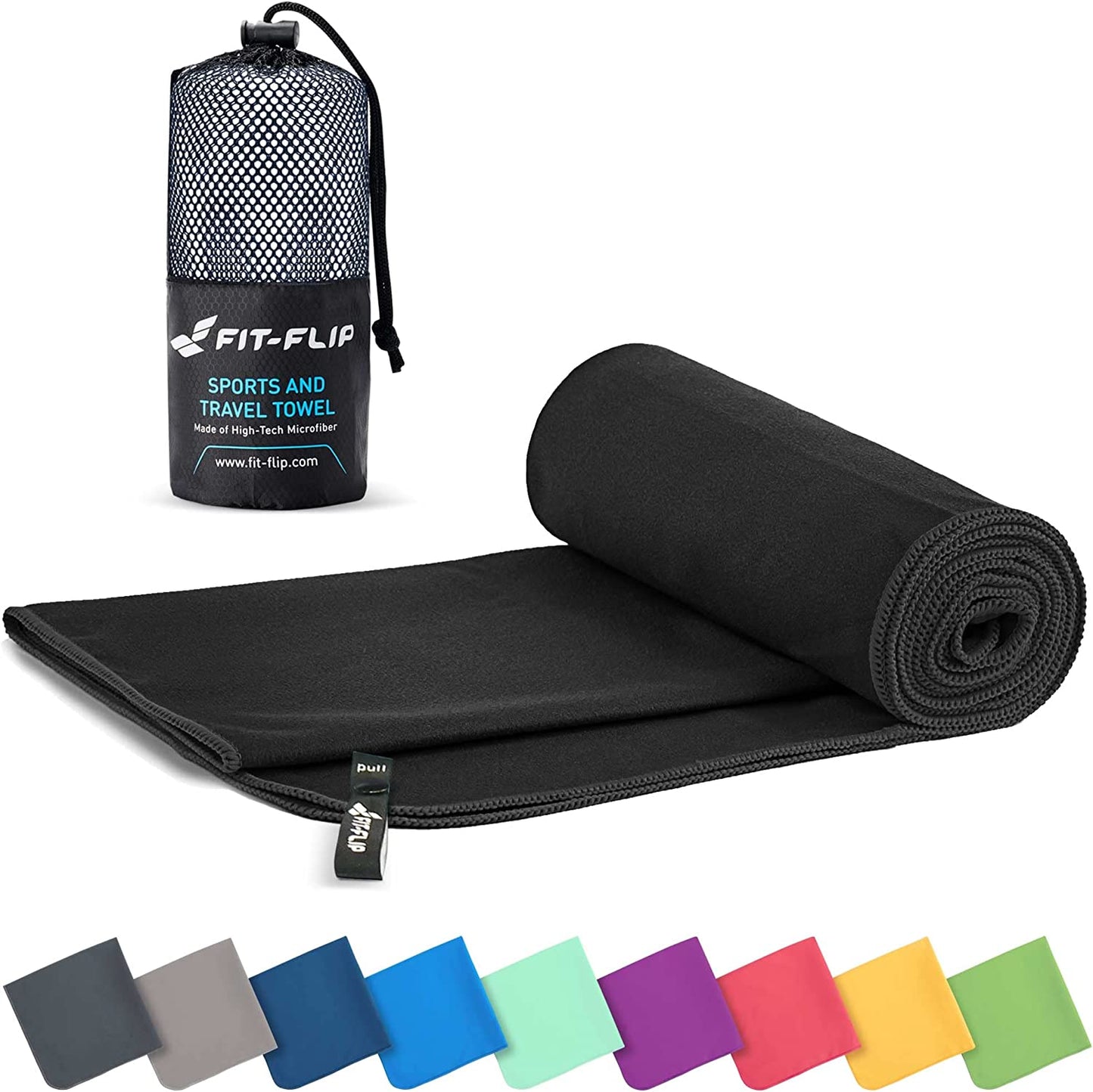 Fit-Flip Mikrofaser Handtuch - Kompakte Microfaser Handtücher - Ideal Als Sporthandtuch, Reisehandtuch, Strandtuch - Schnelltrocknend Und Leicht - Badetuch Groß - Sport, Fitness, Sauna