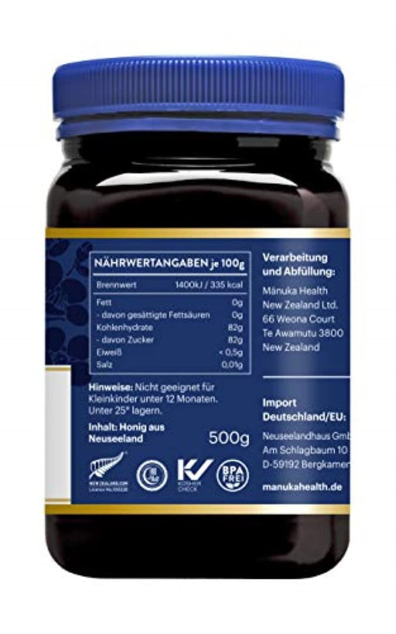 Manuka Health - Manuka Honig MGO 250+ (500 G) - 100% Pur Aus Neuseeland Mit Zertifiziertem Methylglyoxal Gehalt