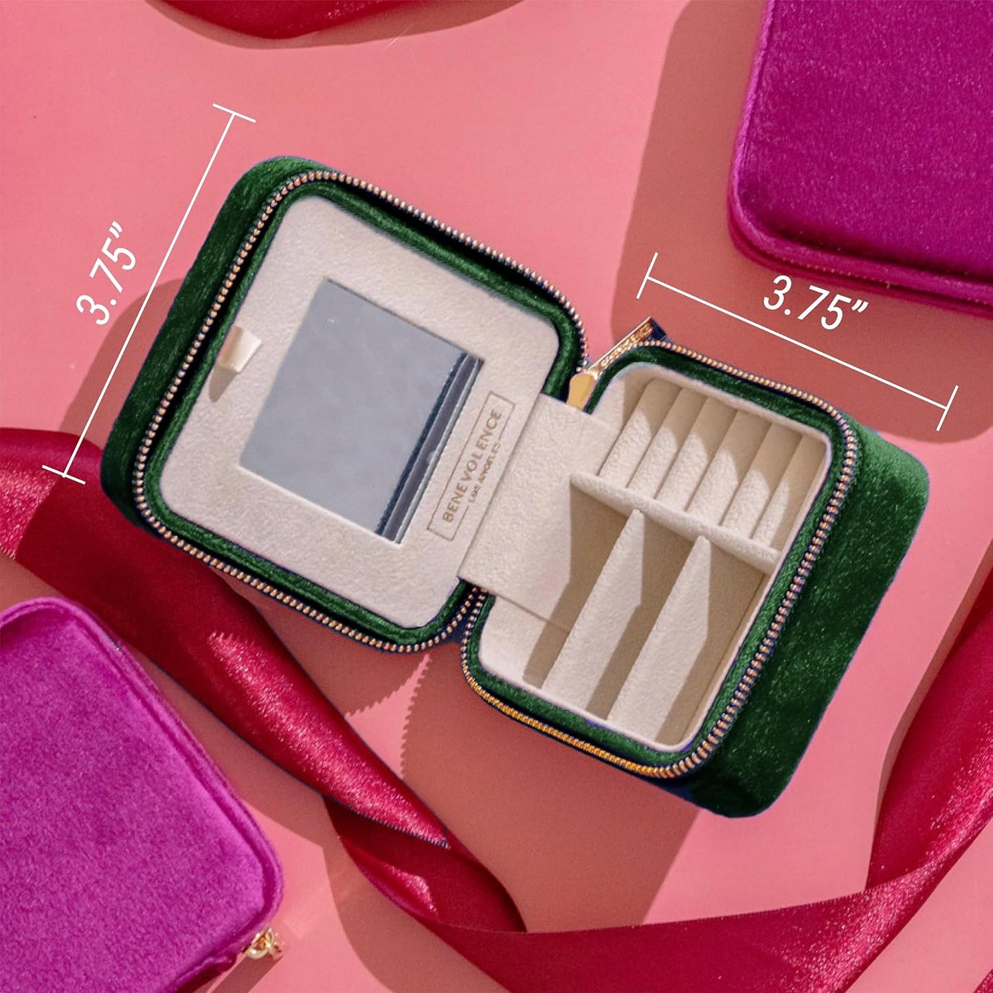 Plush Velvet Jewelry Box | Travel Jewelry Case Organizer with Mirror | Featured in Oprah'S Favorite Things | Best Gifts for Daughter, Girlfriend, Mom | Gifts for Her - Emerald