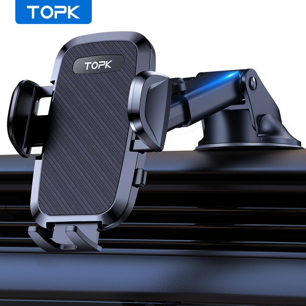 TOPK D36-G Car Phone Holder with Hook Clip Air Vent Car Mount 360° Rotation Mobile Phone Mount for Cellphone