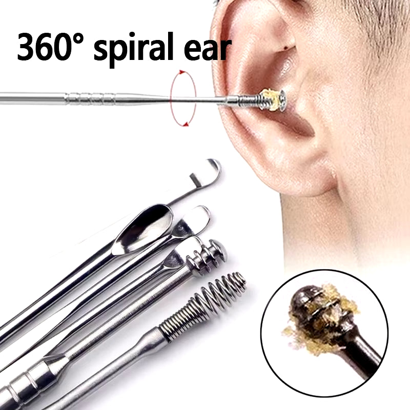 6-Piece Stainless Steel Ear Wax Removal Tool Set with Earpicks and Curette Spoons