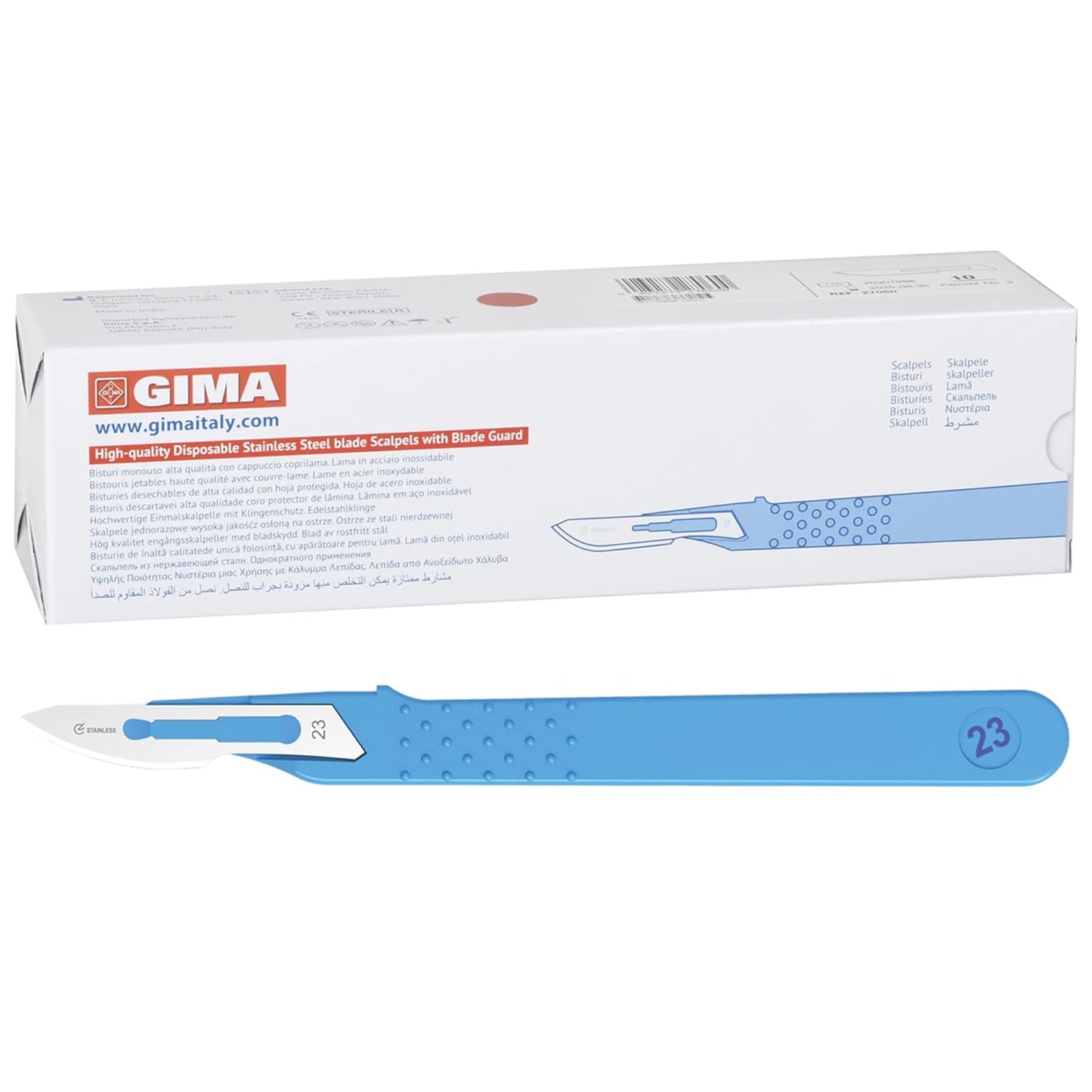 Sterile Stainless Steel Scalpel with ABS Handle - Disposable, Standard No. 23, 10 Individually Packaged Scalpel Blades (Pack of 2)