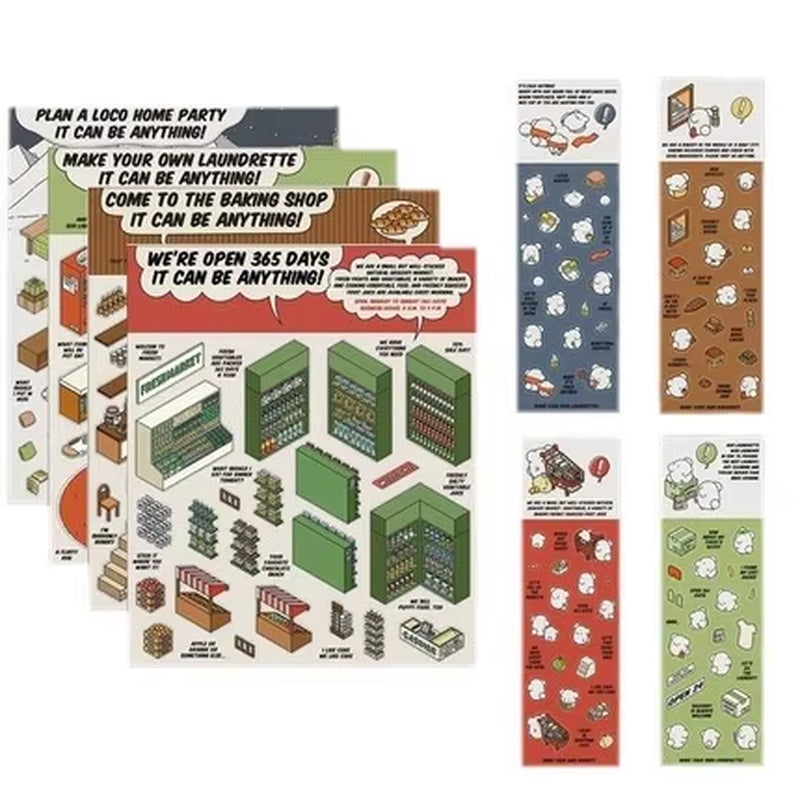 DIY 3D Puzzles Sticker 3D Miniature House Stacked Laundry Fireworks Display Scene Ledger Decorative Gift Sticker
