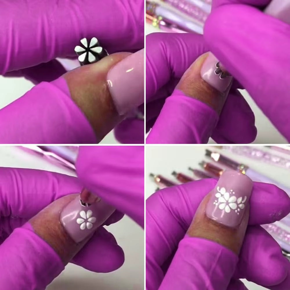 Professional Nail Art Stamp Pen Set - 9D Daisy, Star, Butterfly, and Heart Templates - 3/4/5/6/10 Pieces DIY Nail Painting Tools