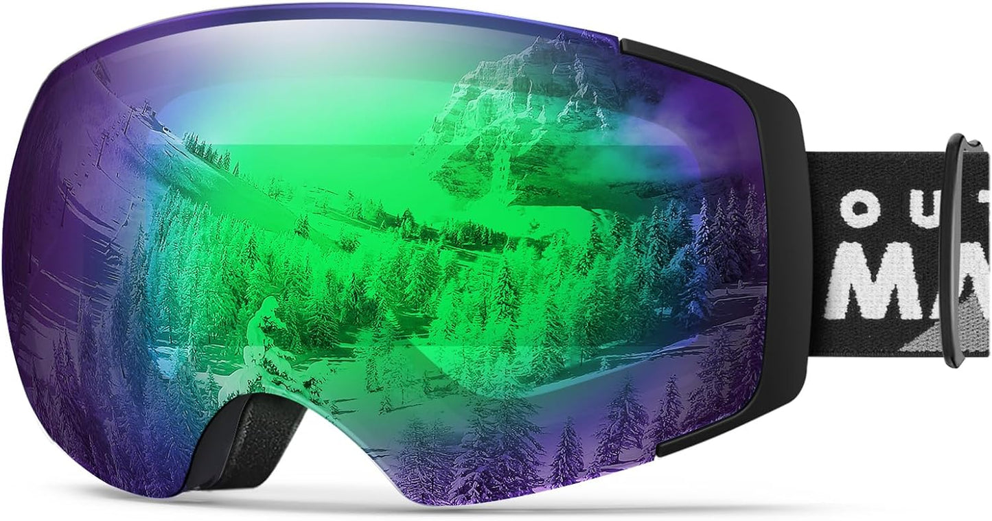 Outdoormaster PRO Unisex Ski Goggles - 100% UV Protection, Interchangeable Lenses, Anti-Fog Design for Men, Women, and Youth!