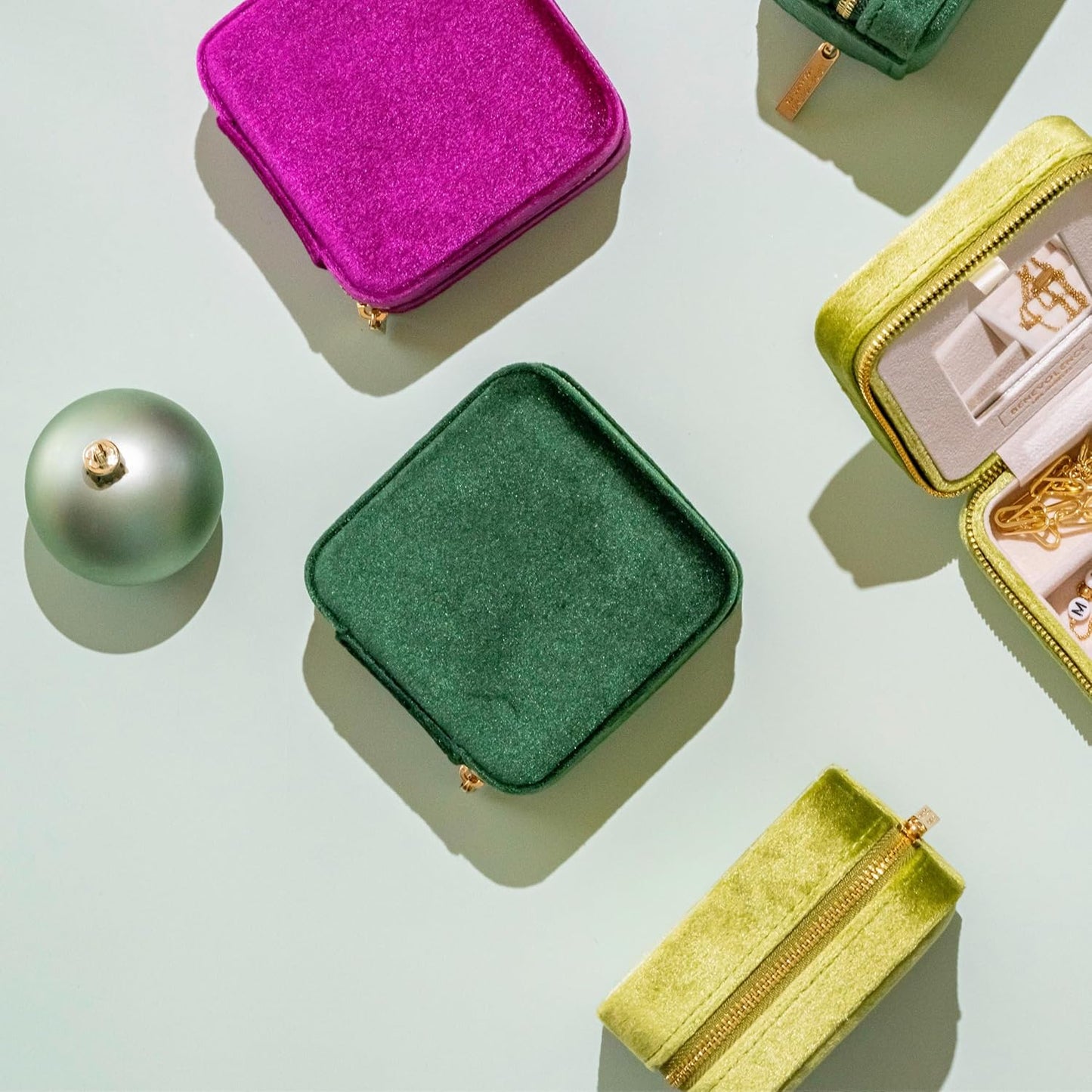 Plush Velvet Jewelry Box | Travel Jewelry Case Organizer with Mirror | Featured in Oprah'S Favorite Things | Best Gifts for Daughter, Girlfriend, Mom | Gifts for Her - Emerald