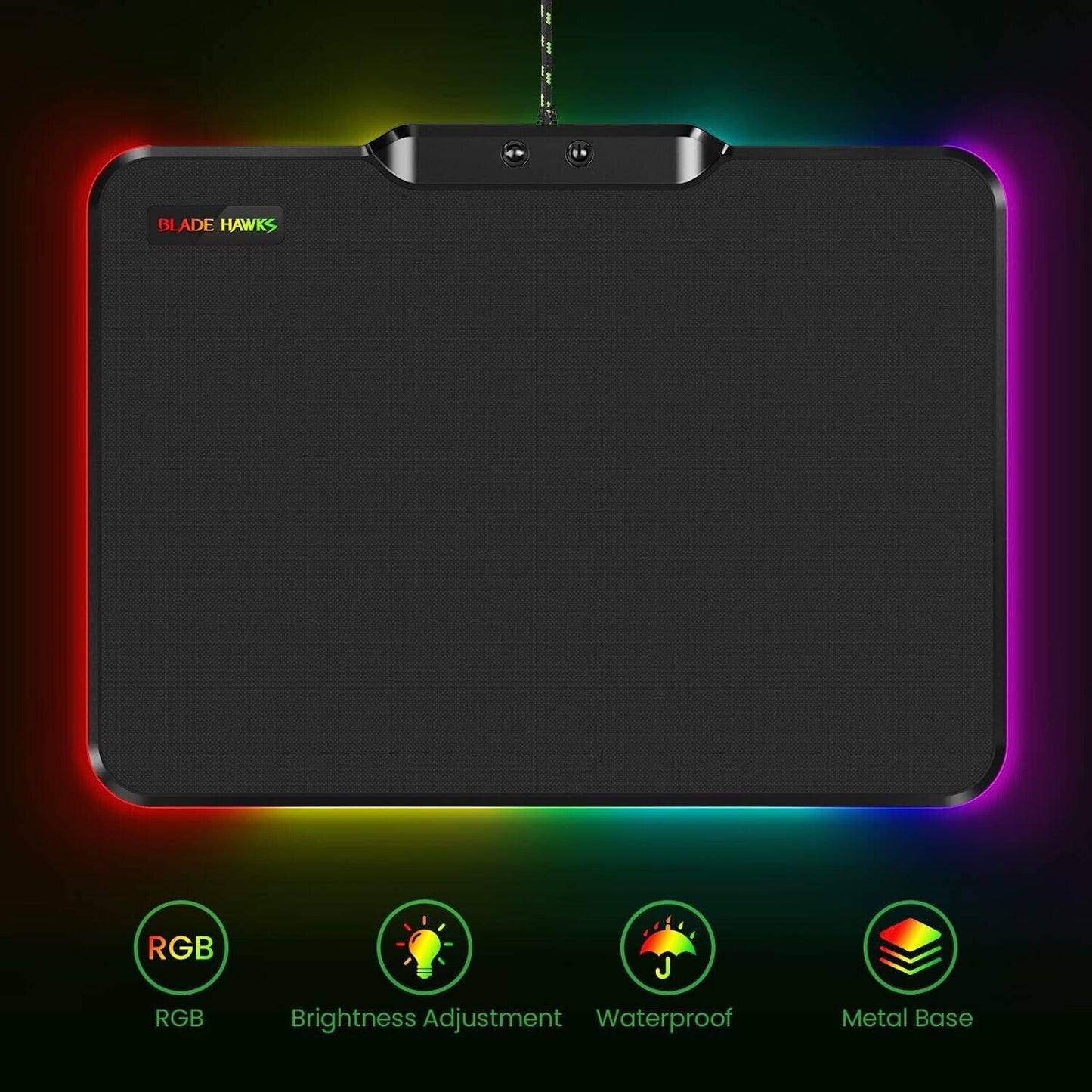 Gaming Mauspad RGB Mousepad Mit 9 Beleuchtungs Modi Dauerhaft Mittel USB TRS-64