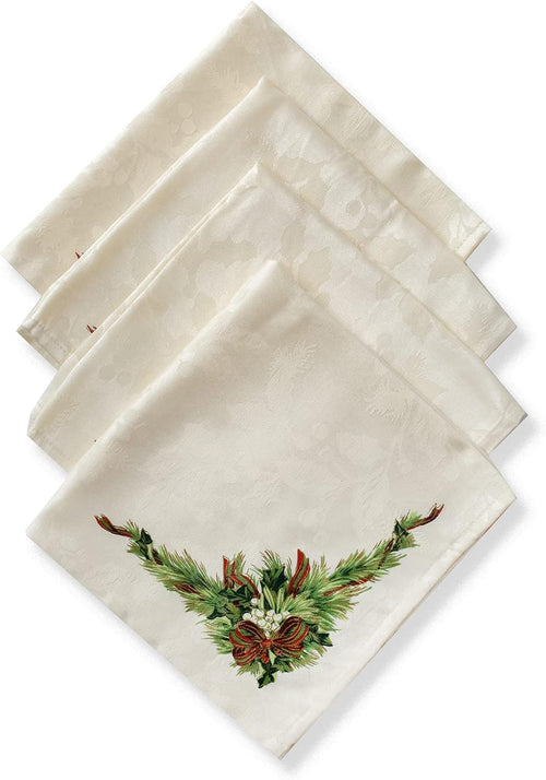 Christmas Ribbons Engineered Bedruckte Stoffservietten Für Weihnachten, Winter Und Urlaub Tischdecken (48,3 X 48,3 Cm Servietten, 4 Stück, Weihnachtsbänder)