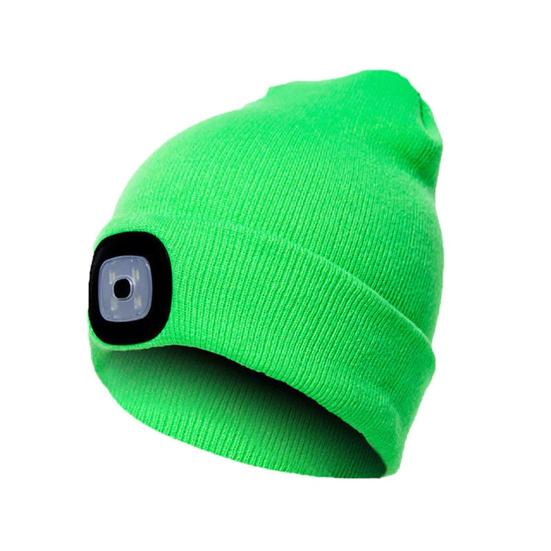 Beanies for Man Solid Knitted Hat with LED Lighting Hip-Hop Style Berets Portable Warm Woolen Bonnets for Woman Wholesale