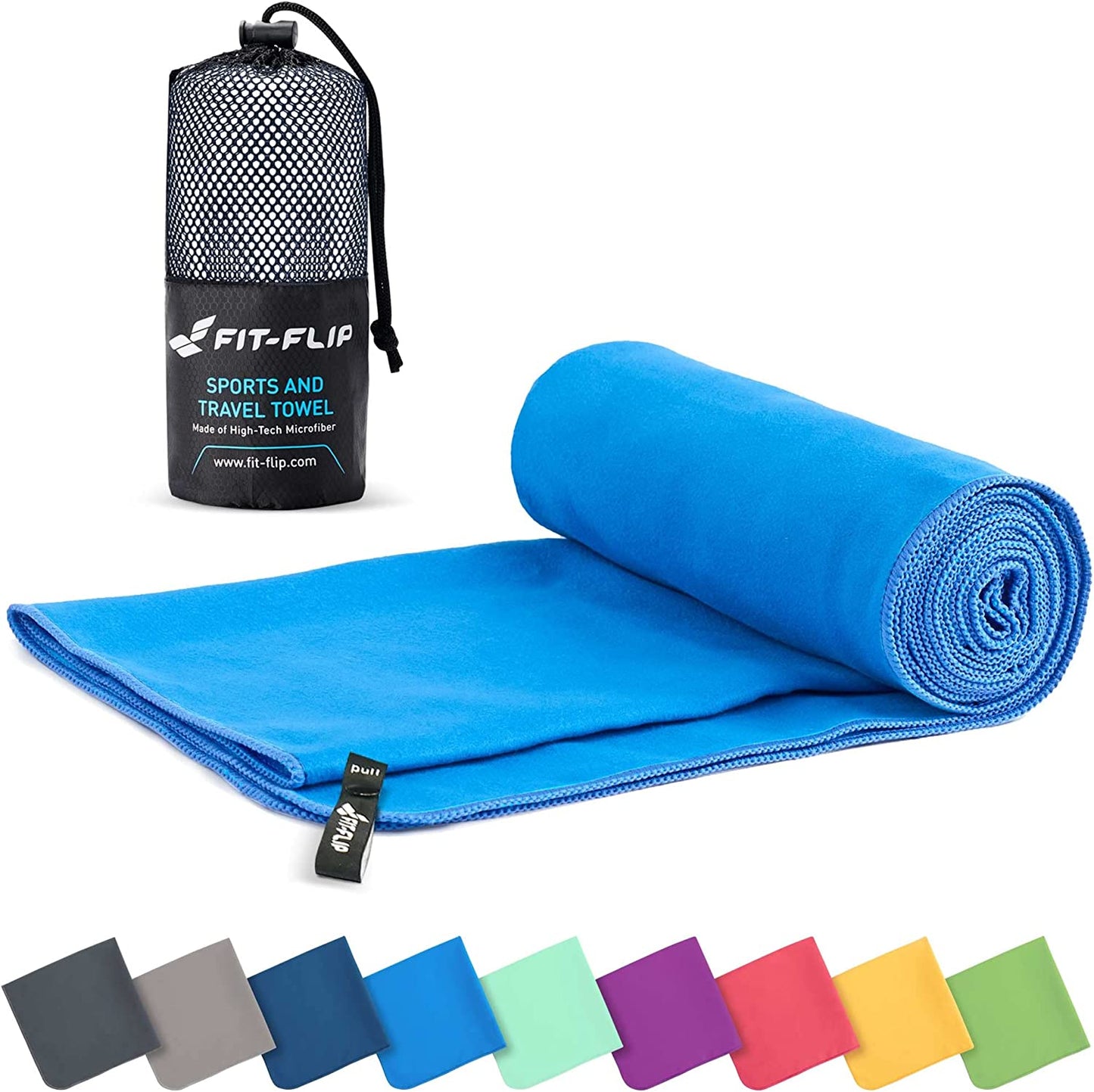 Fit-Flip Mikrofaser Handtuch - Kompakte Microfaser Handtücher - Ideal Als Sporthandtuch, Reisehandtuch, Strandtuch - Schnelltrocknend Und Leicht - Badetuch Groß - Sport, Fitness, Sauna