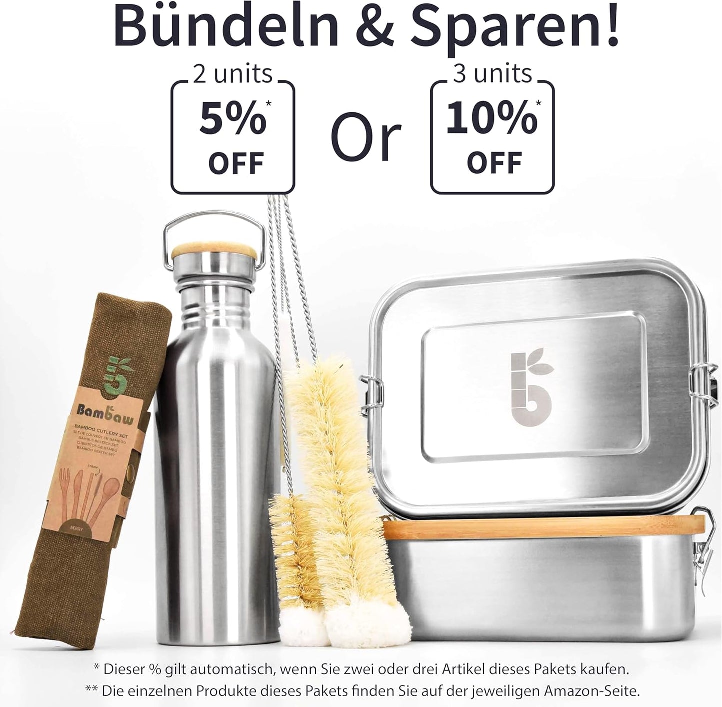 Bambaw 1 Liter Edelstahl Trinkflasche in Salbeigrün – Robuste & Spülmaschinenfeste Outdoor Flasche