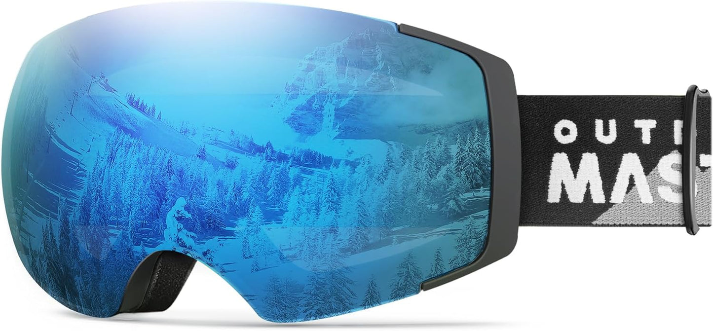 Outdoormaster PRO Unisex Ski Goggles with Interchangeable Lenses - 100% UV Protection, Anti-Fog Snowboard Glasses for Men, Women, and Kids