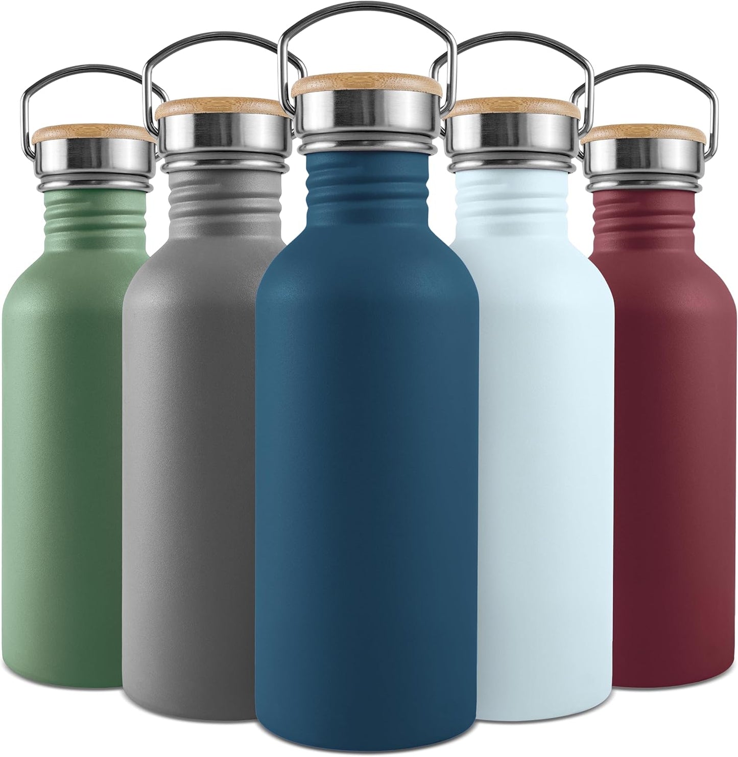 Bambaw Edelstahlflasche 500Ml, Nicht-Isolierte Trinkflasche Blau, Edelstahl Trinkflasche Für Kinder, Trinkflasche Edelstahl Fahrrad – Azurblau