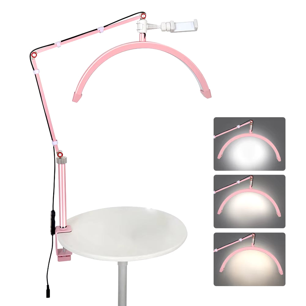 HD-M3X Desktop LED Video Light Half-Moon Fill Light 3000K-6000K C-Clamp for Beauty Salon Makeup Live Streaming Bedside