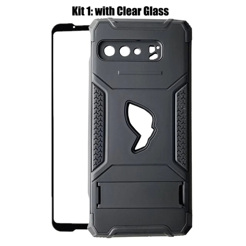 ZSHOW Armour Case for ASUS ROG Phone 3 Case Air Trigger Compatible with Kickstand and Dust Plug Military Grade Drop Protection