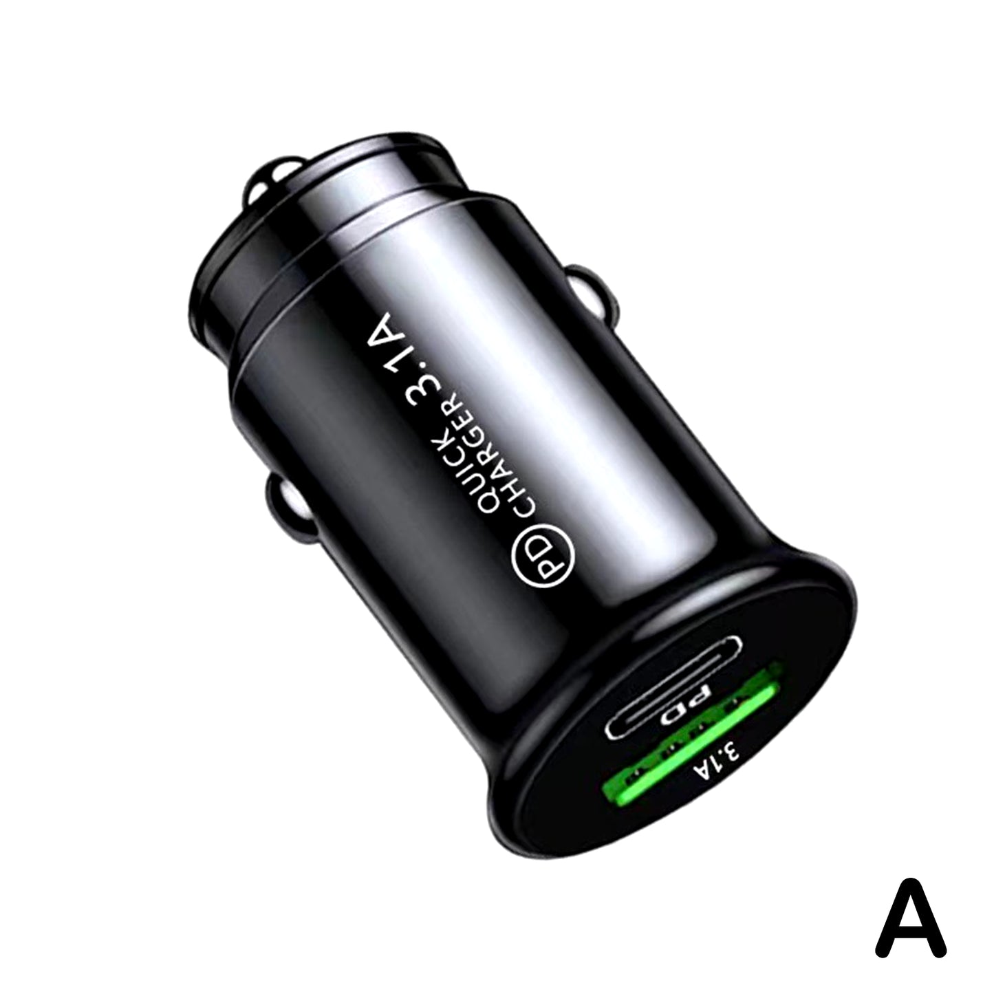Mini Car Charger USB+PD Fast Charging Flash Charging Car Cigarette Lighter One to Two Single Line Fast Charging Head