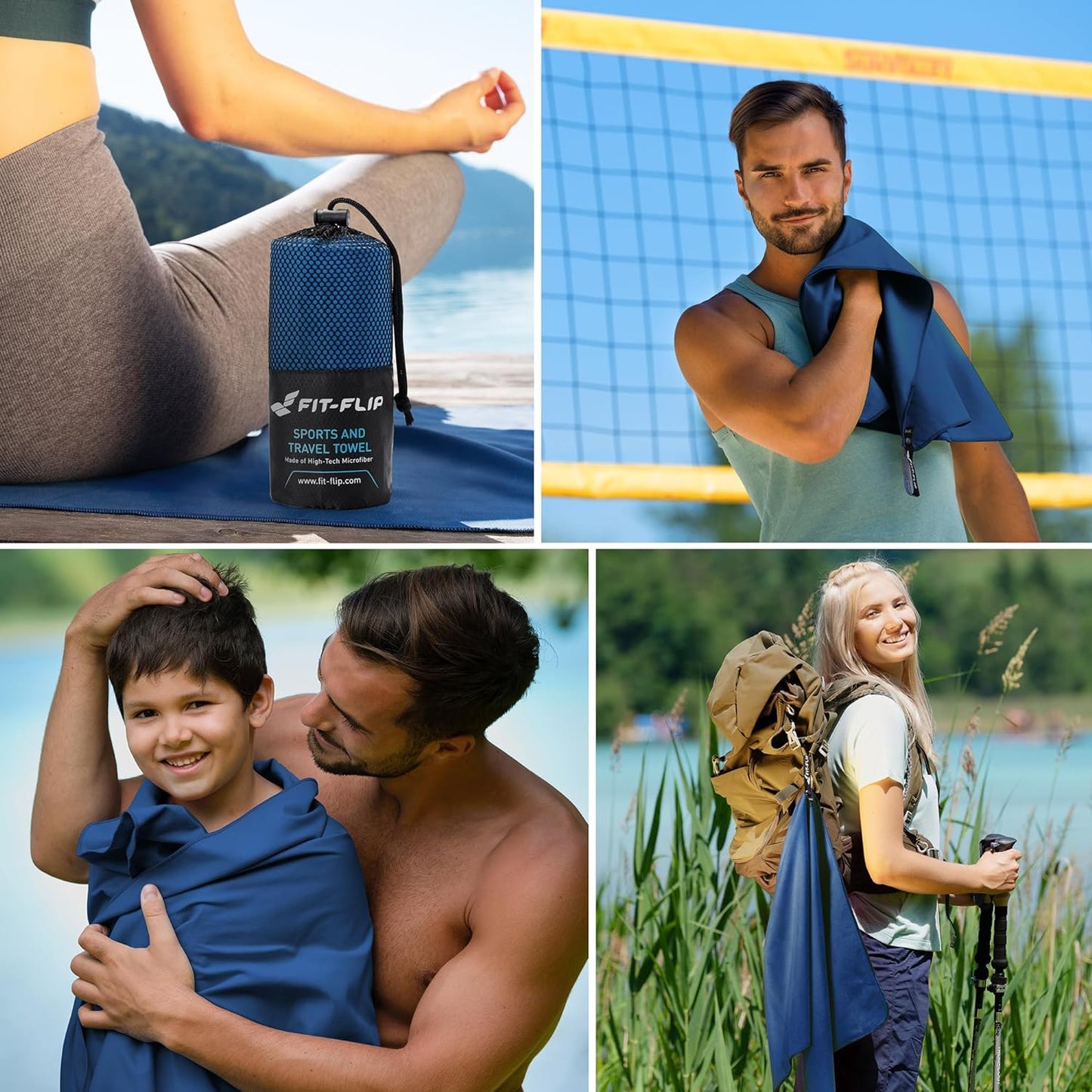 Fit-Flip Mikrofaser Handtuch - Kompakte Microfaser Handtücher - Ideal Als Sporthandtuch, Reisehandtuch, Strandtuch - Schnelltrocknend Und Leicht - Badetuch Groß - Sport, Fitness, Sauna