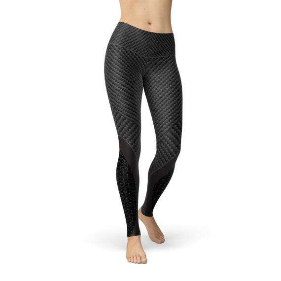 Dames sportleggings van koolstofvezel