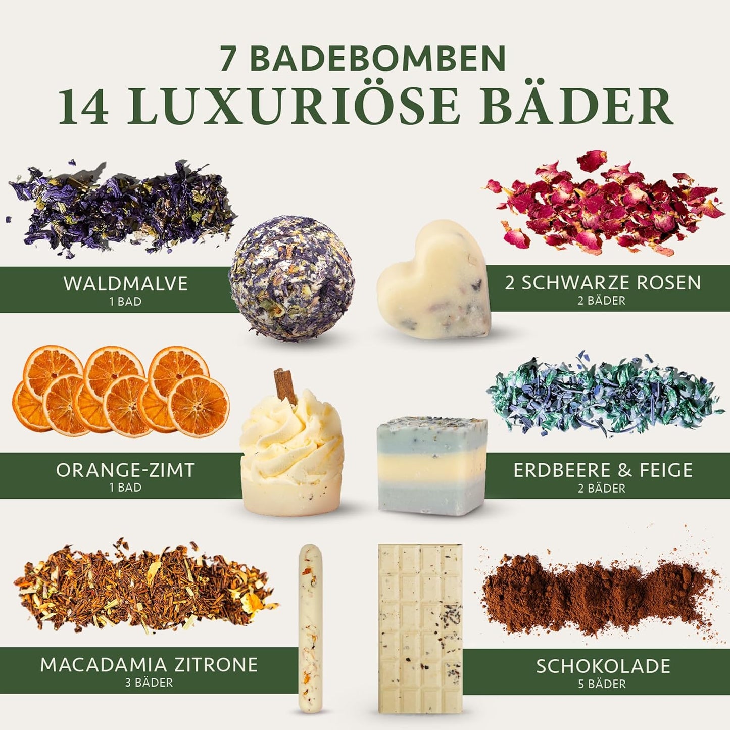 7 Luxuriöse BIO Badebomben Vegan Für 14 Bäder - Weihnachtsgeschenke Für Frauen - Wellness Geschenke Für Frauen - Badezusatz Zur Entspannung - Geburtstagsgeschenk Für Frauen Frauen Geschenk
