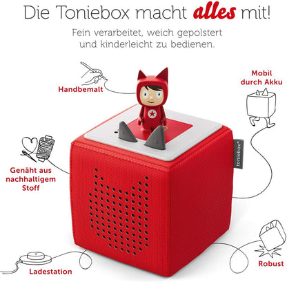 Toniebox Starter Set - Red Audioplayer for Kids with Creative Figure, 7-Hour Battery Life, Perfect for Audiobooks & Songs