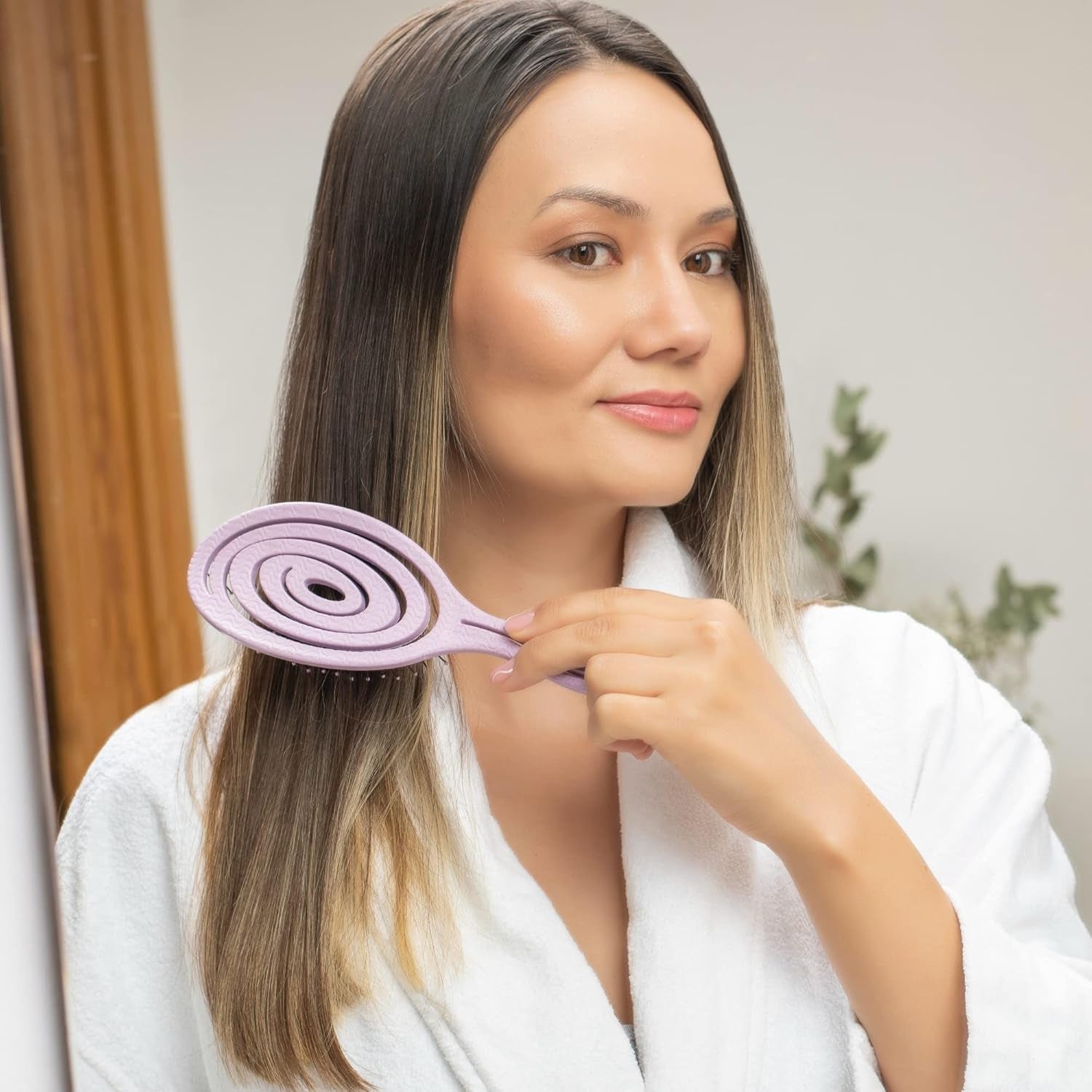 Ninabella Teal Eco-Friendly Detangler Brush - Effortless No-Tug Design for Curls, Wet & Long Hair