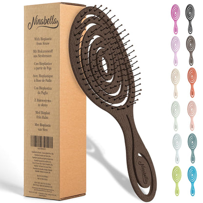 Ninabella Entwirrbürste – Sanfte Spiralfeder Haarbürste für Locken und lange Haare in Schokoladenbraun – Ideal für die ganze Familie!