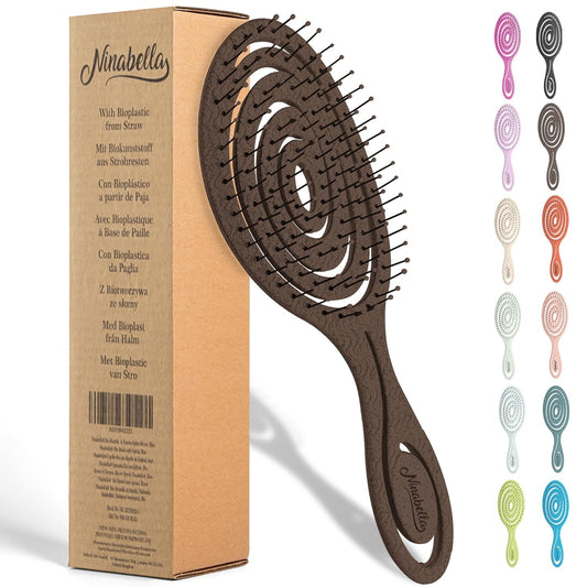 Ninabella Entwirrbürste – Sanfte Spiralfeder Haarbürste für Locken und lange Haare in Schokoladenbraun – Ideal für die ganze Familie!