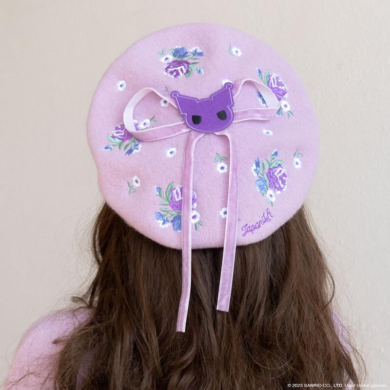 Stylish Japanese Kuromi Floral Beret - Embrace Your Unique Fashion!