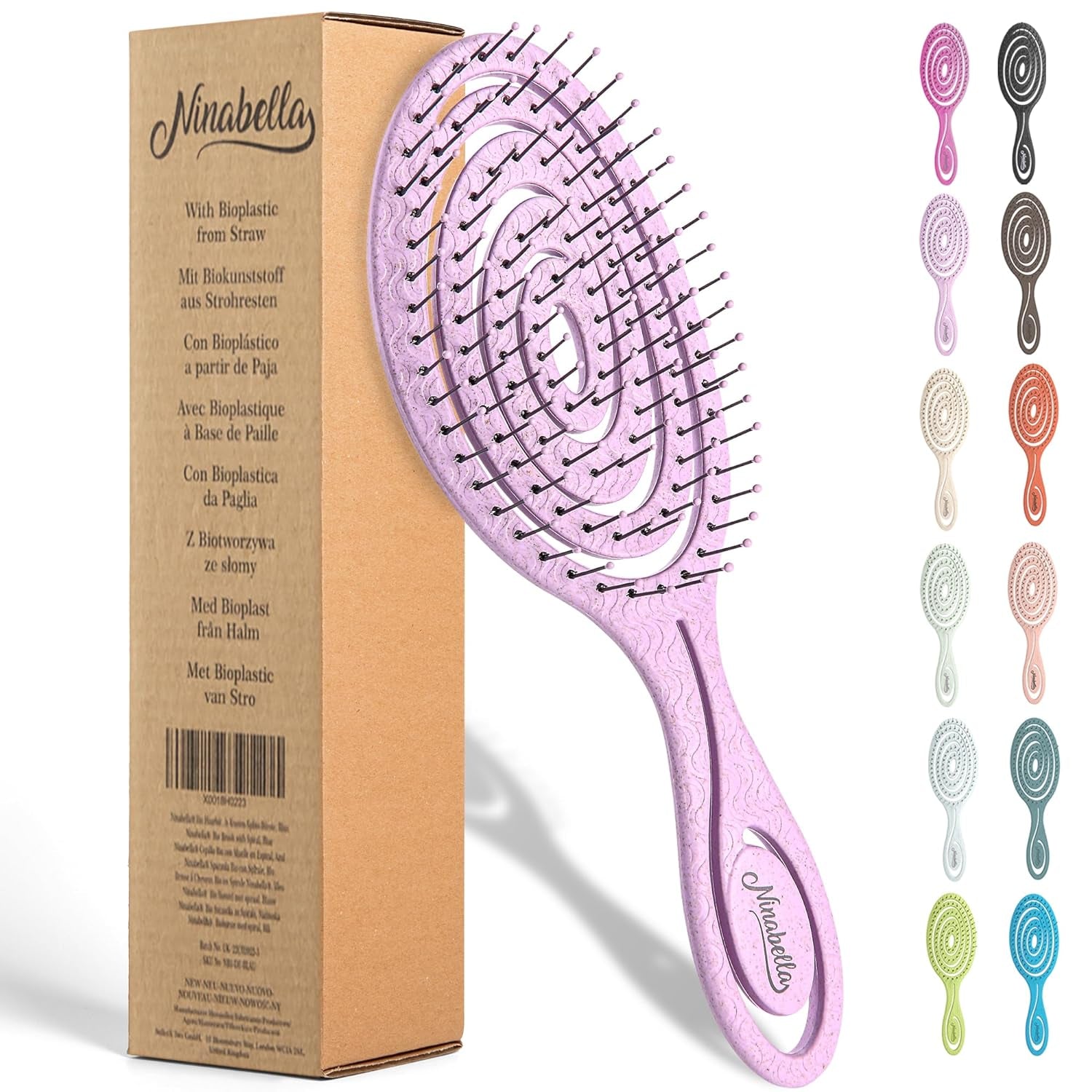 Ninabella Entwirrbürste: Sanfte, nachhaltige Haarbürste in Lilac - Ideal für Locken & nasses Haar für die ganze Familie!