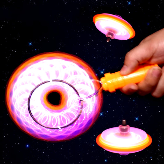 LED Magnetic Orbit Spinning Top Toy - Creative Hand-Cranked Luminous Spinning Toy for Children’s Gifts