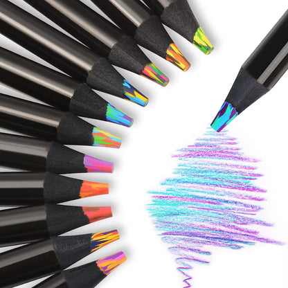 Rainbow Color Pencils for Kids, Concentric Gradient Crayons, Art Painting, Drawing Stationery, 10 Pcs/Set, 7 Colors, Kawaii