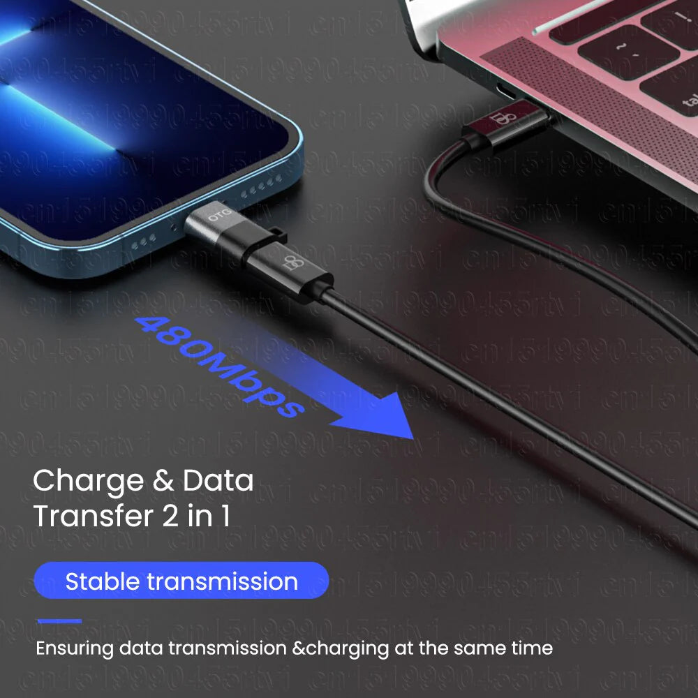 USB Type C to 8-Pin OTG Adapter for Iphone 13 12 11 Pro Max XR 2A Fast Charging Data Cable Converter for Earphone U Disk
