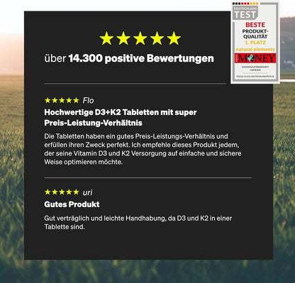 Vitamin D3 + K2 Depot – 180 Tabletten – Premium-Qualität: K2VITAL® Von Kappa – 99,7+% All-Trans K2-MK7 + 5000 IE Vitamin D3 – Hochdosiert, Ohne Zusätze – in Deutschland Produziert & Laborgeprüft