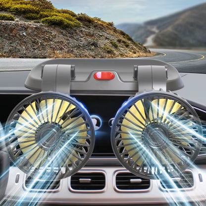 5V 12V 24V Car Cooling Fan 360° Adjustable Dual Head Air Fan 2-Speeds Automotive Electric Fan for Dashboard RV Truck Accessories