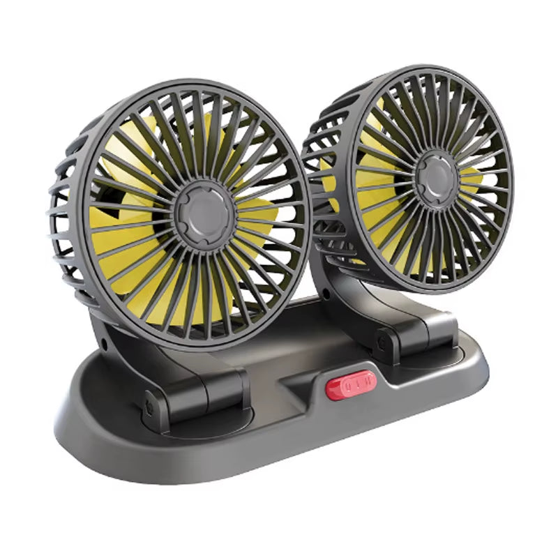5V 12V 24V Car Cooling Fan 360° Adjustable Dual Head Air Fan 2-Speeds Automotive Electric Fan for Dashboard RV Truck Accessories