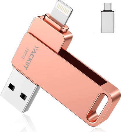 Vackiit 256GB USB Stick - Zertifizierter Lightning & USB-C Speichererweiterung für iPhone, iPad, Android und PC - Schnelle USB 3.0 Übertragung